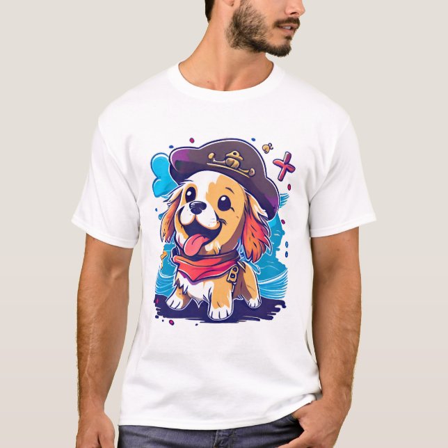 Golden Retriever Hund Pirat T Shirt (Framsida)