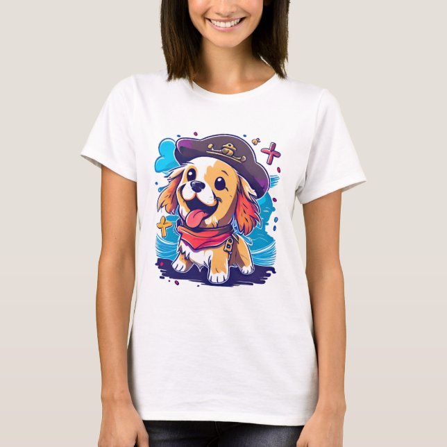 Golden Retriever Hund Pirat T Shirt (Framsida)
