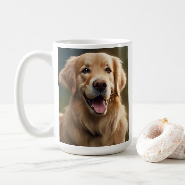 Golden Retriever Hund Porträtt Pose Kaffemugg (Med munk)