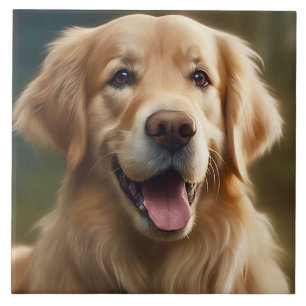Golden Retriever Hund Porträtt Pose Papper Kakelplatta