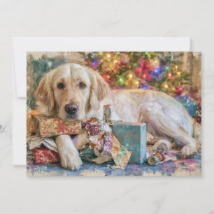 Golden Retriever Hund Presentar Jul Julkort