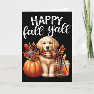 Golden Retriever Hund Pumpa Krydda Glad Höst Yall Kort