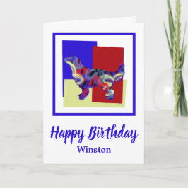 Golden Retriever Hund Red Blue Gult Birday Card Kort