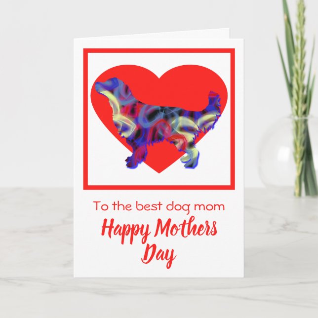 Golden Retriever Hund Red Heart Mor's Day Card Tack Kort (Framsida)