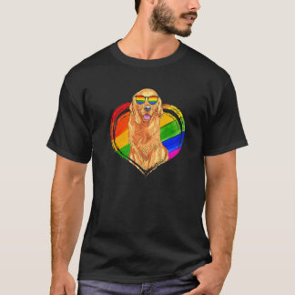 Golden Retriever Hund Regnbåge Hjärta Husdjur Hbtq T Shirt