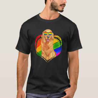 Golden Retriever Hund Regnbåge Hjärta Husdjur Hbtq T Shirt