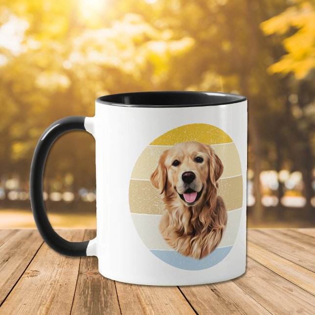 Golden Retriever Hund Retro Sunset Mugg (Skapare uppladdad)