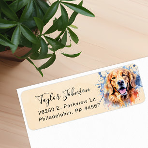 Golden Retriever Hund Returadress Etikett