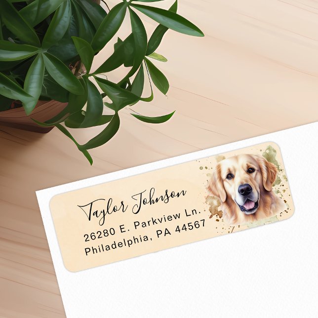 Golden Retriever Hund Returadress Etikett (Skapare uppladdad)