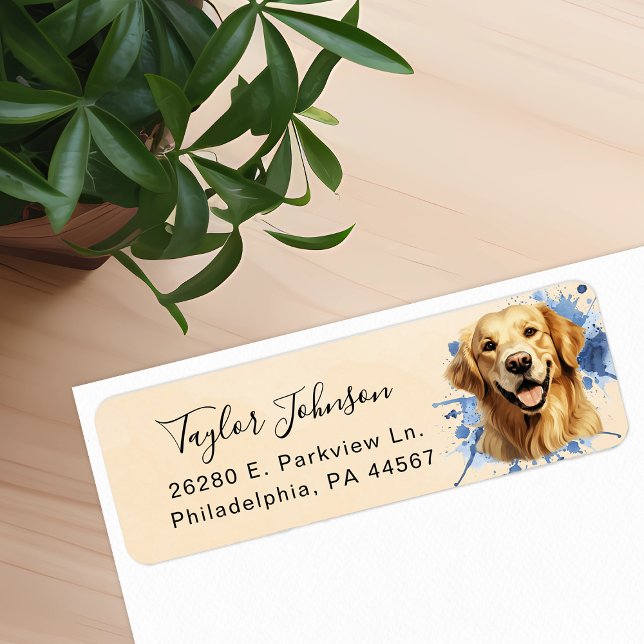 Golden Retriever Hund Returadress Etikett (Skapare uppladdad)
