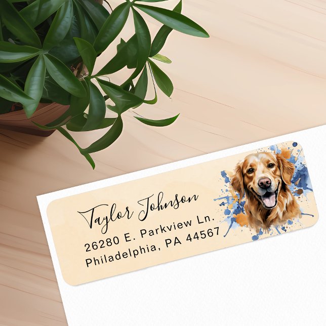 Golden Retriever Hund Returadress Etikett (Skapare uppladdad)