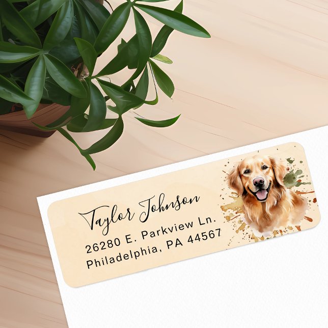 Golden Retriever Hund Returadress Etikett (Skapare uppladdad)