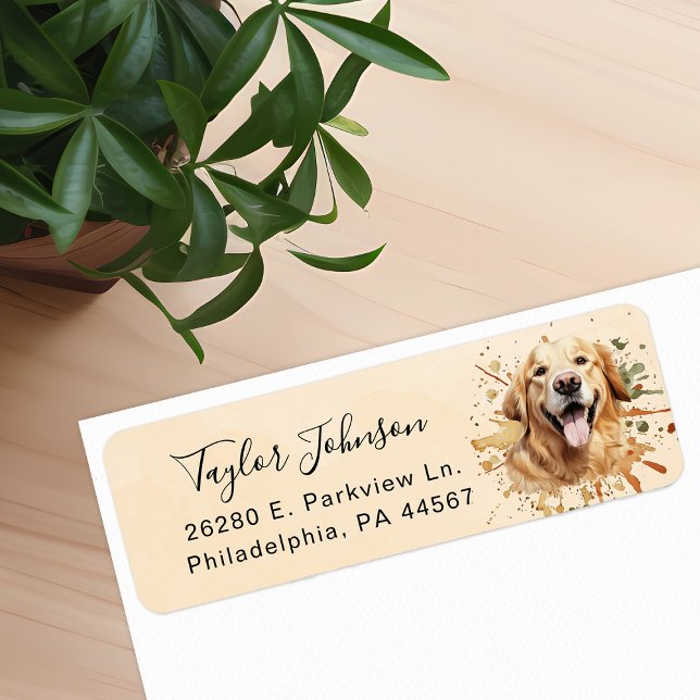 Golden Retriever Hund Returadress Etikett (Skapare uppladdad)