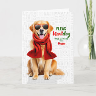 Golden Retriever Hund Roliga Loppor Navidog med Na Helgkort