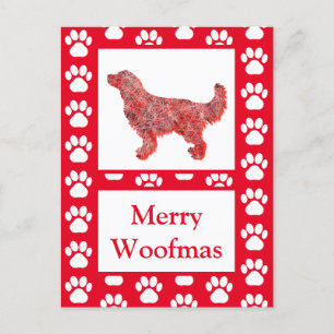 Golden Retriever Hund Silhouette Rd God jul Vykort