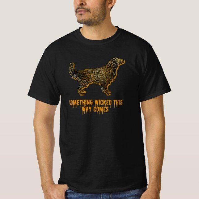 Golden Retriever Hund Silhouette Roligt Halloween T Shirt (Framsida)
