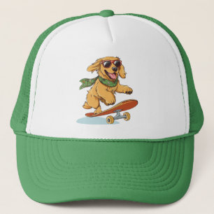 Golden Retriever Hund Skateboardåkning Keps