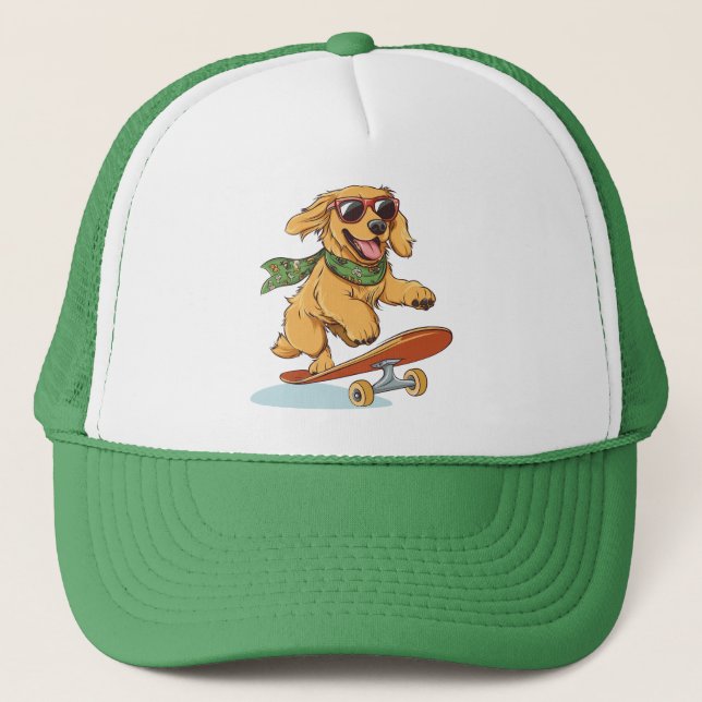 Golden Retriever Hund Skateboardåkning Keps (Framsida)