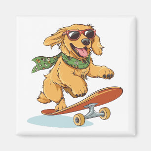 Golden Retriever Hund Skateboardåkning Magnet