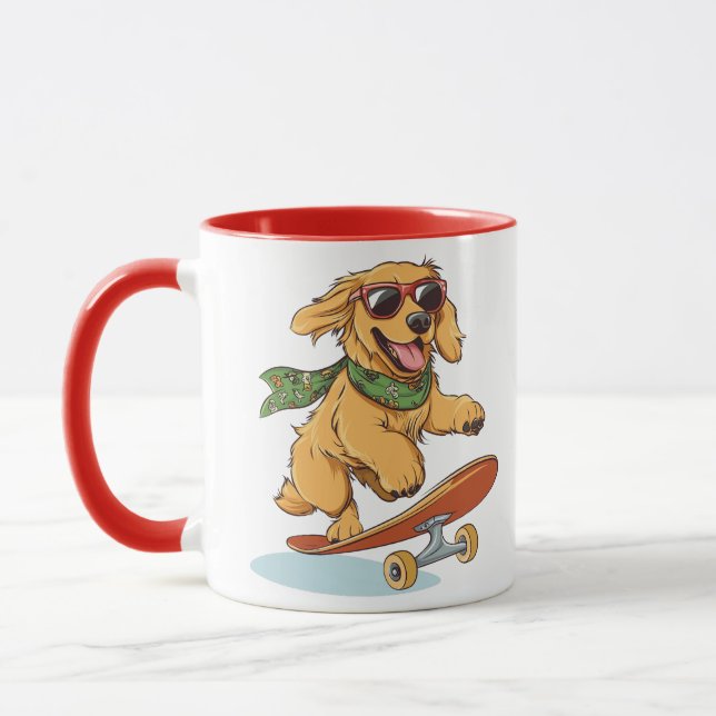 Golden Retriever Hund Skateboardåkning Mugg (Vänster)