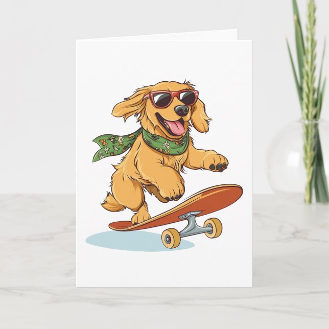 Golden Retriever Hund Skateboarding Kort (Framsida)