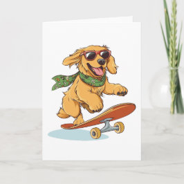Golden Retriever Hund Skateboarding Kort