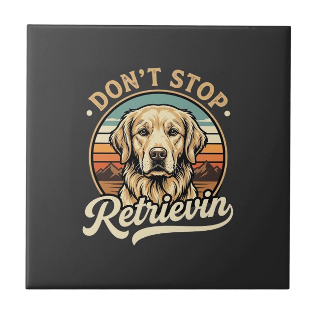 Golden Retriever Hund Sluta Inte Retrievin Kakelplatta (Framsidan)