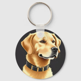Golden Retriever Hund som bär en läderhalsband Nyckelring
