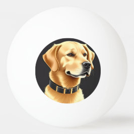 Golden Retriever Hund som bär en läderhalsband Pingisboll