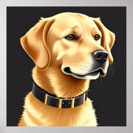 Golden Retriever Hund som bär en läderhalsband Poster