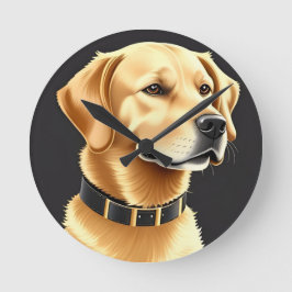 Golden Retriever Hund som bär en läderhalsband Rund Klocka