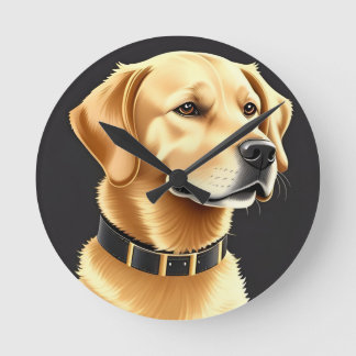 Golden Retriever Hund som bär en läderhalsband Rund Klocka