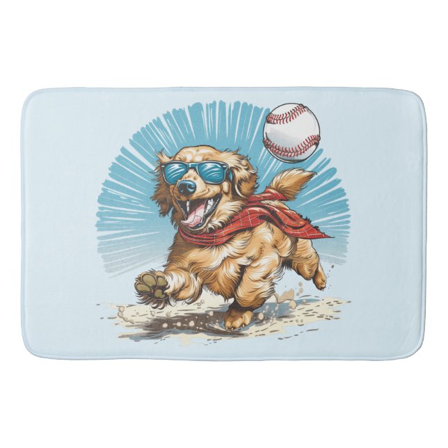 Golden Retriever Hund som spelar basket Badrumsmatta (Framsidan)