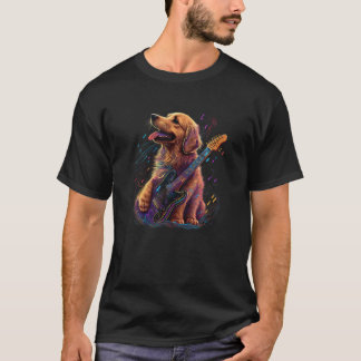 Golden Retriever hund som spelar Electric Guitar S T Shirt