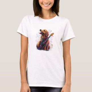 Golden Retriever hund som spelar Electric Guitar S T Shirt