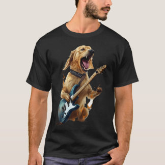 Golden Retriever-Hund som spelar på elgitarr T Shirt