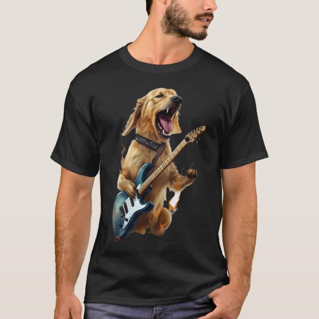 Golden Retriever-Hund som spelar på elgitarr T Shirt (Framsida)