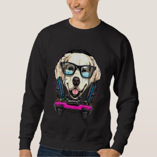 Golden Retriever Hund Spelare Dator TV-Spel  Spela Lång Ärmad Tröja