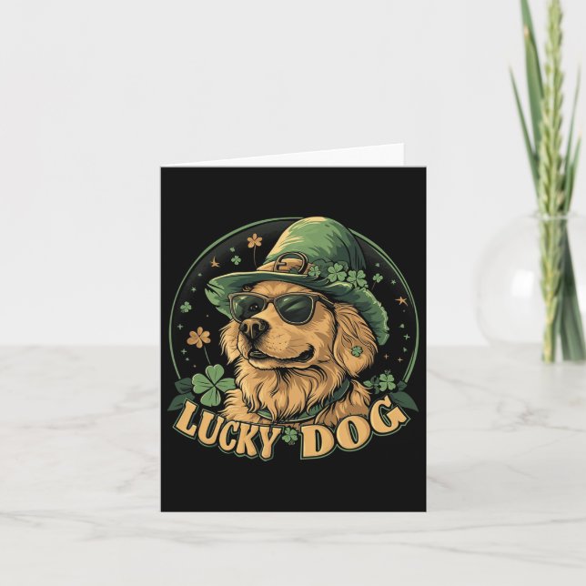 Golden Retriever Hund - St. Patrick's Day Saint Pa Kort (Framsida)