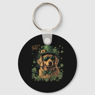 Golden Retriever Hund - St. Patrick's Day Saint Pa Nyckelring