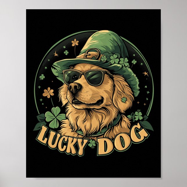 Golden Retriever Hund - St. Patrick's Day Saint Pa Poster (Framsidan)