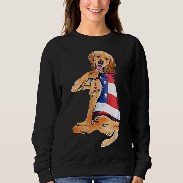 Golden Retriever Hund Tattoo I Kärlek Mamma T Shirt (Framsida)