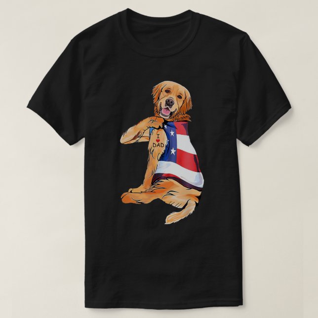 Golden Retriever Hund Tattoo I Kärlek Pappa T-Shir T Shirt (Design framsida)