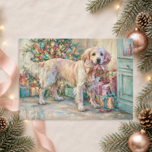 Golden Retriever Hund Träd Jul Presenter  Julkort
