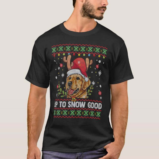 Golden Retriever Hund Ugly jul Sweater T Shirt (Framsida)