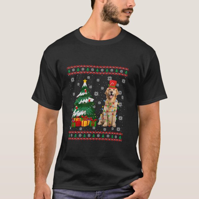 Golden Retriever Hund Ugly Sweater jul Light T Shirt (Framsida)