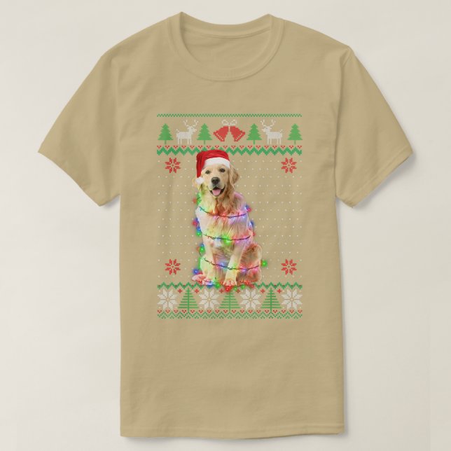 Golden Retriever Hund Ugly Sweater jul Puppy  T Shirt (Design framsida)