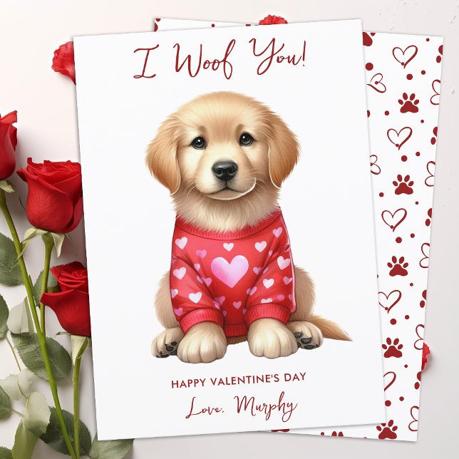 Golden Retriever Hund Valentines day Julkort (Skapare uppladdad)