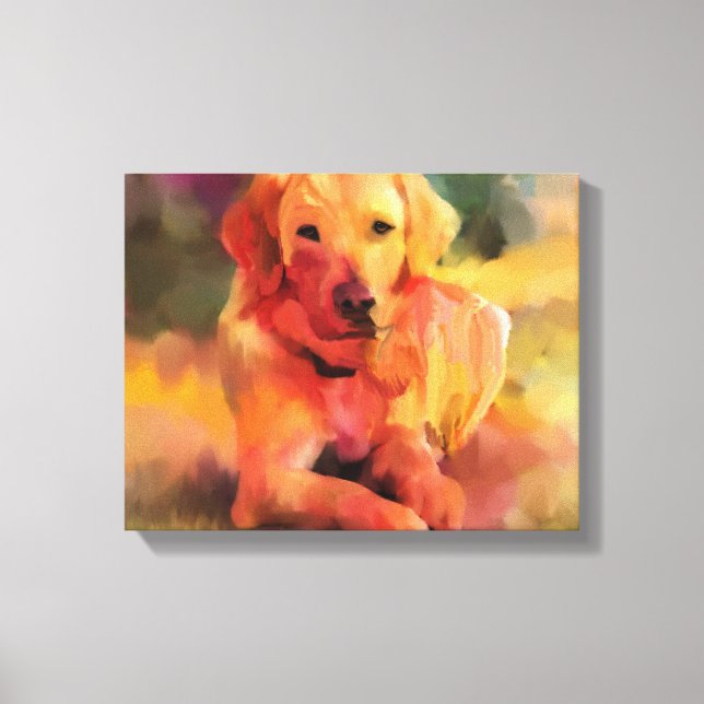 Golden Retriever Hund Watercolor Art Canvas (Framsida)