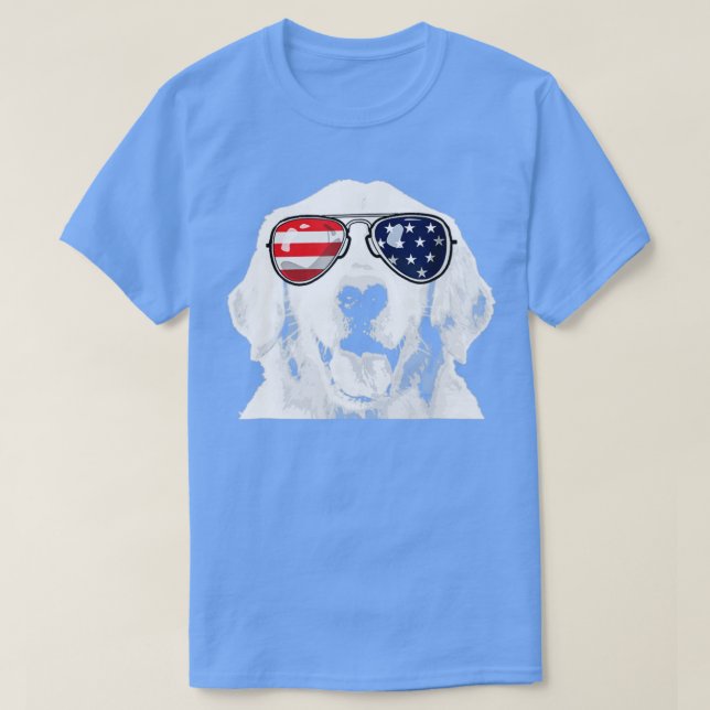 Golden Retriever Hund Wearing USA flagga Sunglasse T Shirt (Design framsida)